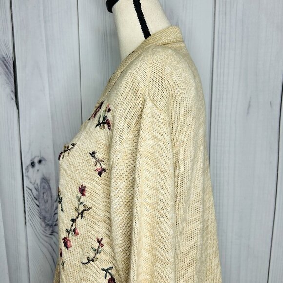 Carolina Colours Sweater Womens Sz XL Embroidered Floral Cardigan Vintage - Picture 9 of 11
